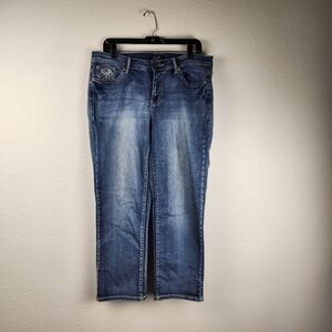 Earl Blue Jeans Rodeo Western Boot Cut With Embellished Pockets Plus Size 14